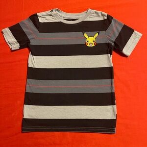 Pokemon Pikachu Striped T-Shirt - Black, Gray, and Red